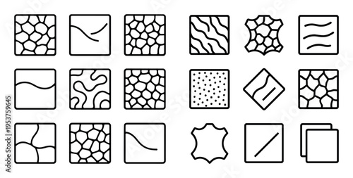 Material icons with texture squares and patterns line