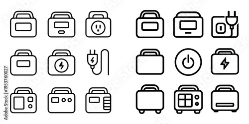 Power icons with plug charger battery minimal
