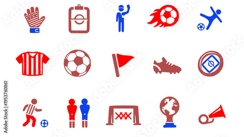 Vector icons representing sports activities, games, and athletic equipment in flat style.