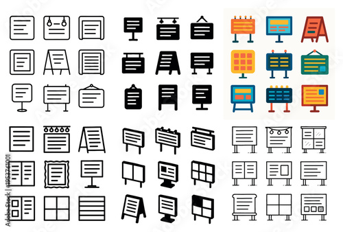 Display icons with easel board and monitor minimal