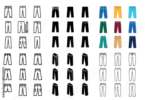 Fashion icons with trousers jeans shorts minimal