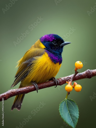 Gaturamo-verdadeiro pousado em um galho / violaceous euphonia perched in a branch