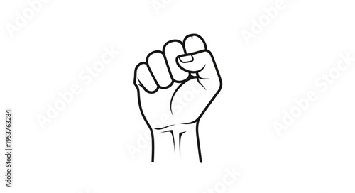 Raised Fist Symbolizing Solidarity, Resistance, and Empowerment in a Graphic Illustration.