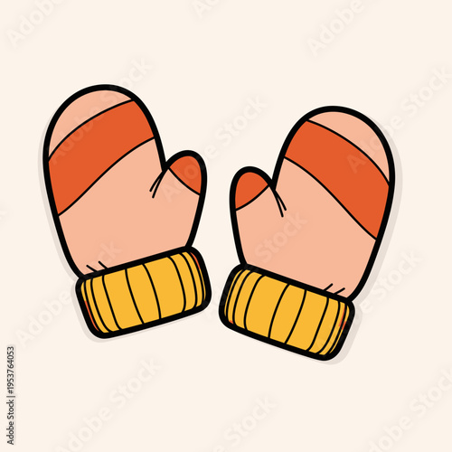 Mittens Warm Winter Illustration Cartoon Style Graphic