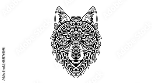 Detailed illustration of a wolf's face.