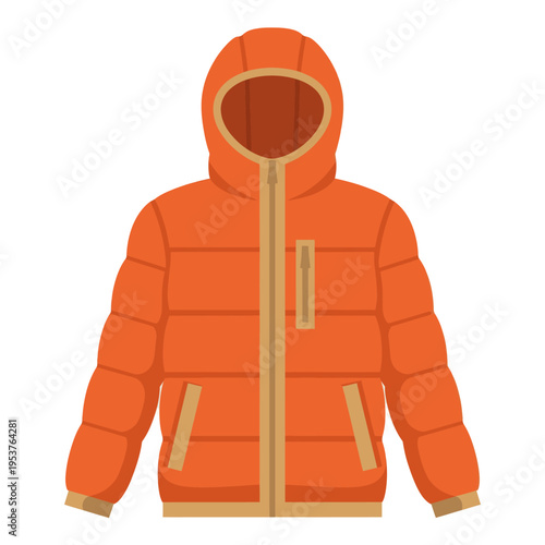 Orange Padded Jacket Illustration for Winter Fashion Wear