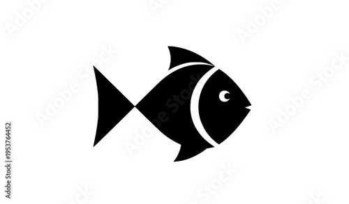Minimal black and white fish icon vector simple aquatic design isolated on white background