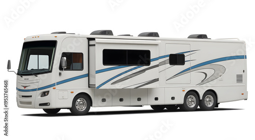 Motorhome RV Camper Vehicle Isolated on White Background Travel Caravan Transport