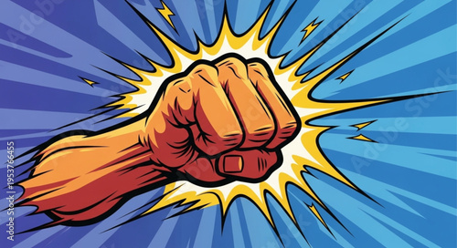 Powerful Fist Punch with Burst of Energy and Dynamic Motion.