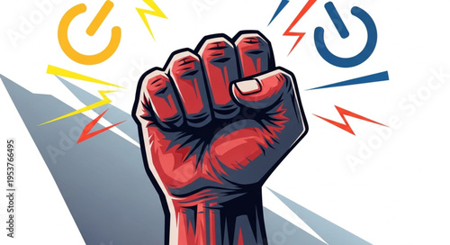 Empowered Fist - A Symbol of Digital Resistance and Technological Control.