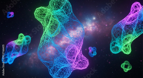 Abstract Glowing Shapes in Space - A Colorful and Dynamic Composition.