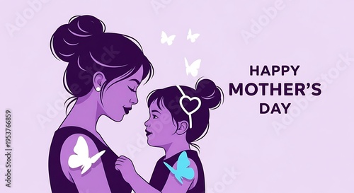 Mother's day illustration of a woman and child