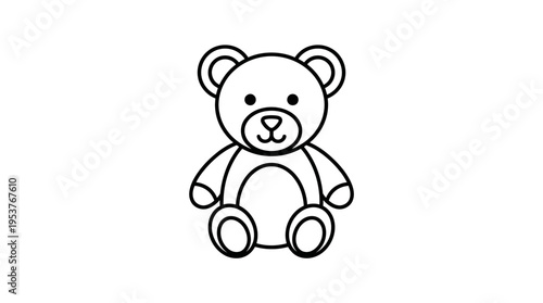 Simple Black and White Teddy Bear Outline