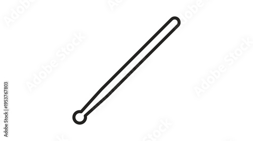 Minimalist Outline of a Drumstick on White