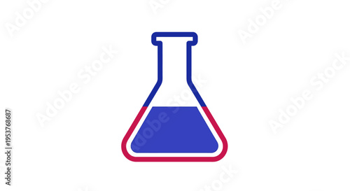 Graphic illustration of a laboratory flask with a chemical solution for scientific experimentation