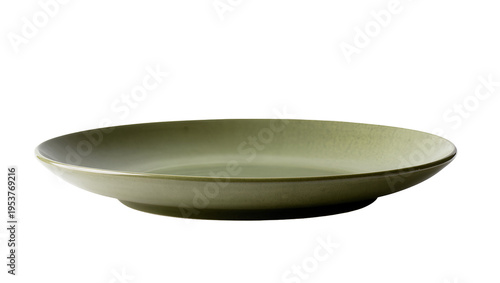 фотографія Empty round green ceramic dinner plate, isolated on transparent background, perf