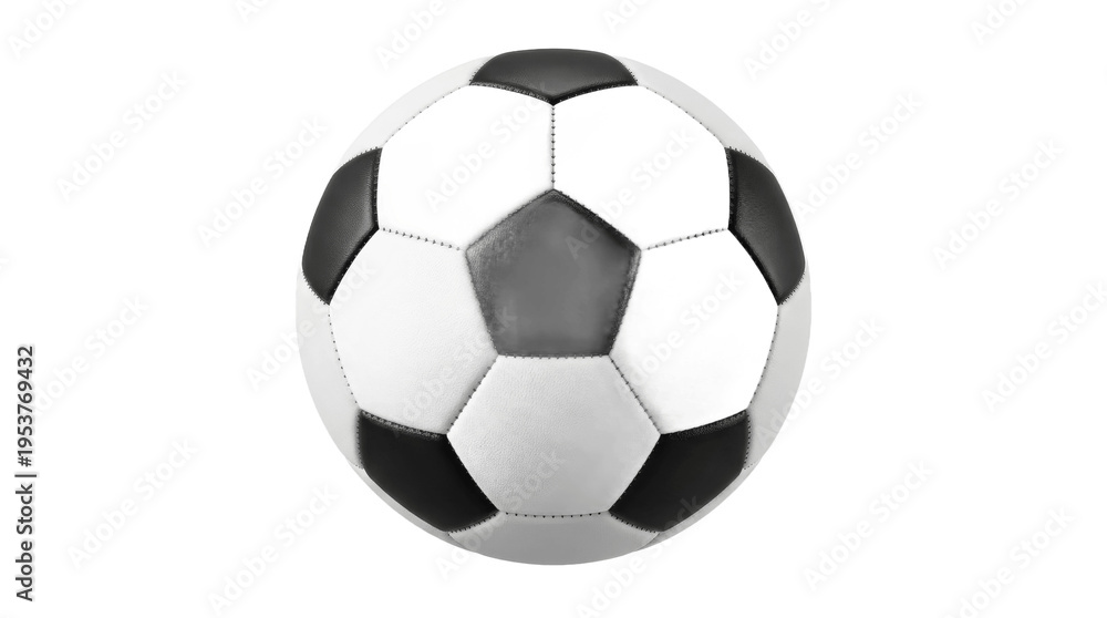 Fototapeta premium A soccer ball featuring a classic black and white design with no background