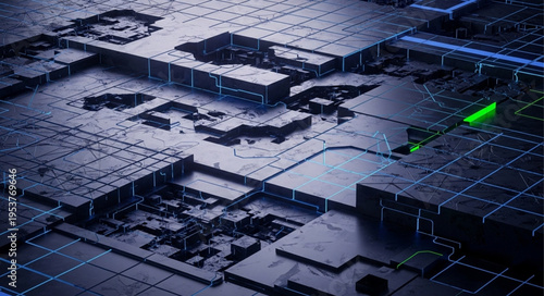 Abstract Futuristic Circuit Board Design with Intricate Details and Modern Aesthetics.