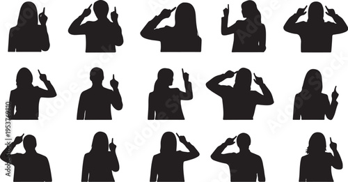 Silhouettes of people gesturing with hands in various poses