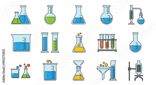 Illustrated laboratory equipment in vector format, science and chemical concept illustration