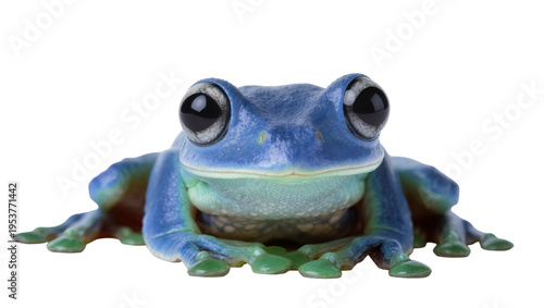 Photos Vibrant blue tree frog with large dark eyes, a striking amphibian creature isola