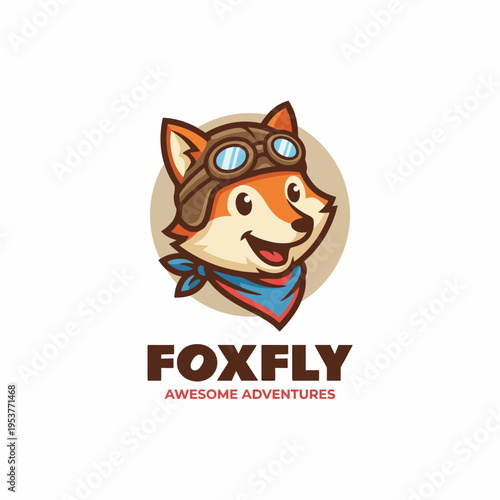 The image features a cheerful fox wearing aviator goggles and a blue scarf, symbolizing adventure and fun, designed to attract attention in playful branding contexts.