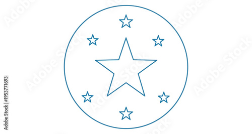 Outline Circle With Stars Inside Simple Geometric Design Minimalist Concept
