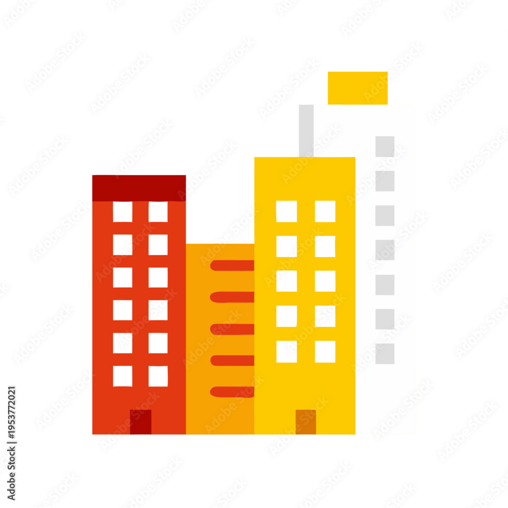 Naklejka premium Colorful illustration of city buildings.