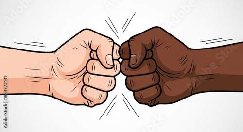 Fist Bump Illustration - Unity and Collaboration Across Cultures.