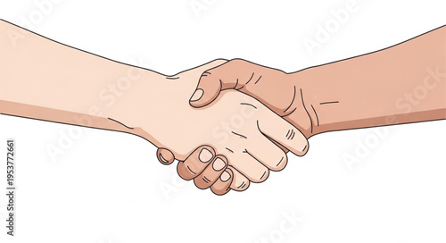 Illustration of a Handshake Between Two People with Different Skin Tones.