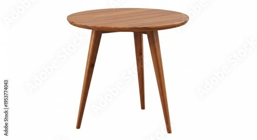 Wallpaper Mural Minimalist Mid-Century Modern Round Accent Table with Three Tapered Wooden Legs Torontodigital.ca