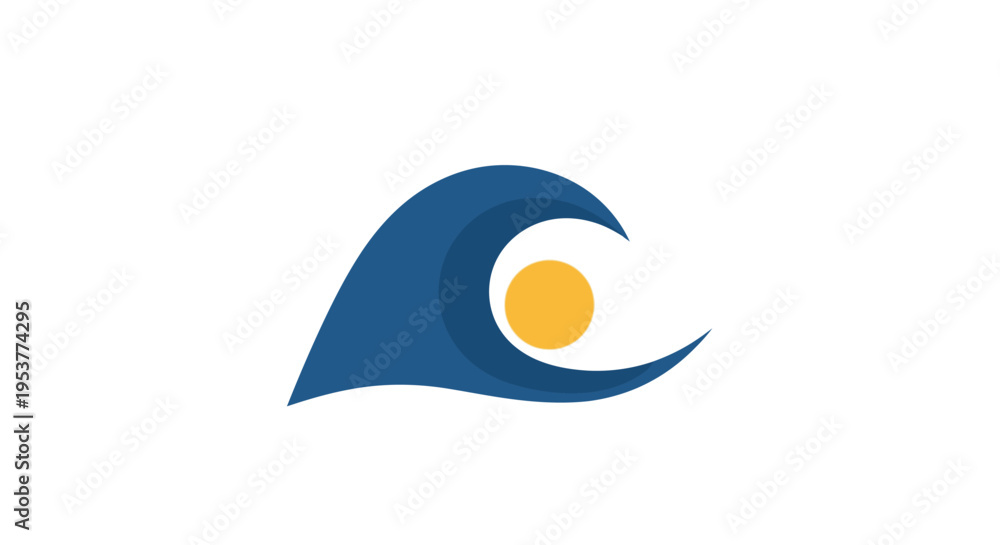 Obraz premium Abstract Logo Depicting a Wave and Sun Concept Representing Synergy and Harmony.