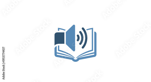 Audiobook concept: Speaker and open book, symbolizing listening to or creating an audio book