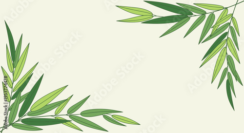 Green Bamboo Leaves Corner Decoration.