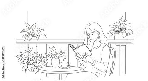 Woman relaxing with a book outdoors.