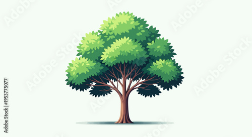 An illustration of a stylized tree against a clean white background, digital art