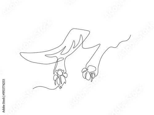 Abstract hind legs of a dog, heels of a puppy, continuous single line art drawing sketch, logo