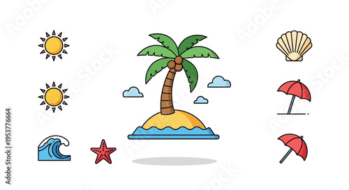 Tropical Island Palm Tree Beach Vacation.