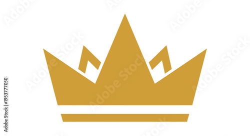 Gold crown illustration on white background, symbol of royalty, logo, design element