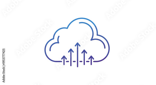 Cloud data upload icon representing information transfer and storage for digital use