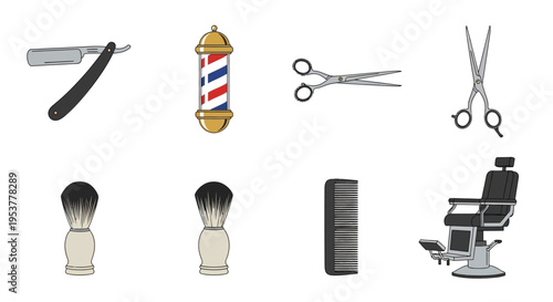 Barber shop tools and equipment.