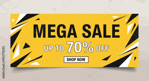 Bold graphic banner advertising a mega sale event with a huge discount percentage