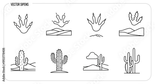 Black and white cactus line drawings.