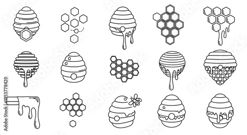 Black and white honeycomb illustrations.