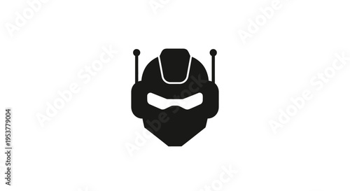 Black ninja head mask silhouette icon.