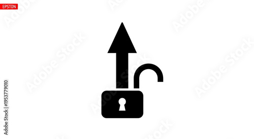 Black padlock with arrow unlocking.