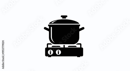 Black pot on electric stove top.
