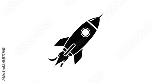 Black Rocket Ship Icon Ascending High.
