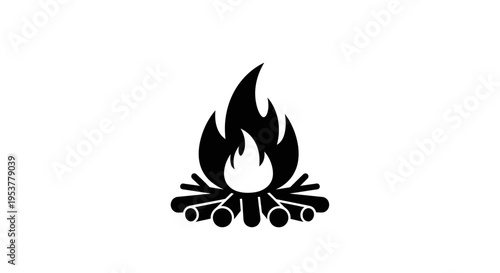 Black silhouette of a campfire burning.