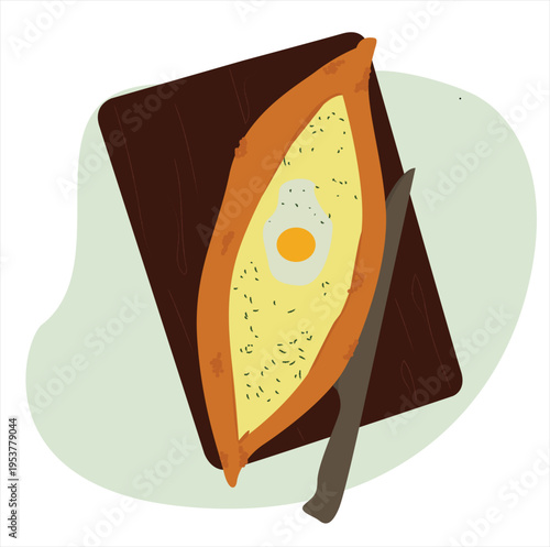 Khachapuri Bread. Illustration featuring an assortment of iconic georgian breads, including khachapuri
